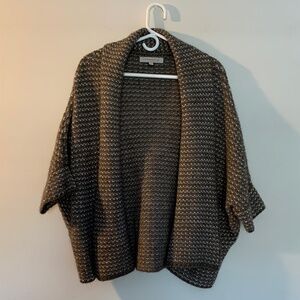 Lineamaglia Short Sleeve Cardigan Women's S Brown Wool Alpaca Italian Old Money